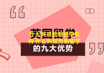 什么叫项目制留学机构 什么叫双元制留学